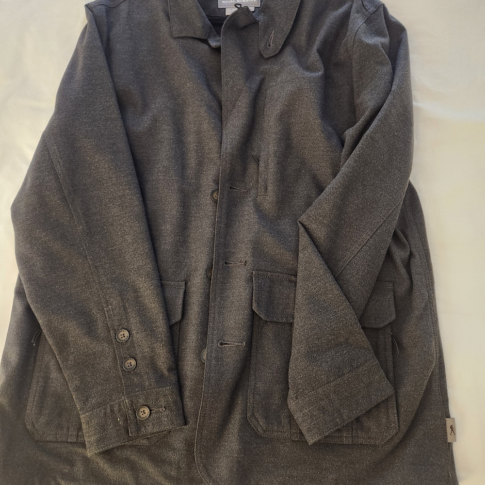 Royal Robbins Men's Dark Charcoal Wool-Blend Pea Coat